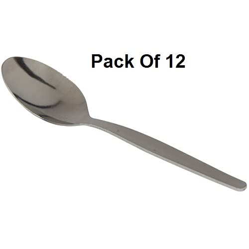 WHITE BERRY Teaspoons Tea Spoons 12 Stainless Steel Dessert Spoons Tea Stirring Spoons Silver Plain Pattern Table Spoons Tea Spoons Coffee Spoons Small Use for Home Kitchen or Restaurant 13CM Long - Image 2