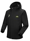 YSENTO Herren Regenjacke Wasserdicht Atmungsaktiv Funktionsjacke Outdoor Windbreaker Wanderjacke Softshelljacken Mäntel mit Kapuze(Schwarz,2XL)