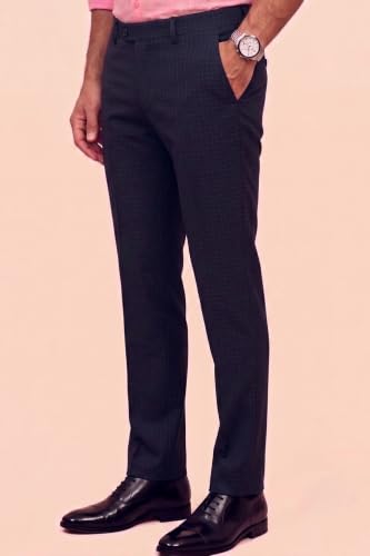Image of Peter England Men's Slim Fit Mid Rise Premium Formal Stretchable Knit Super Trouser | Comfort Lycra | 360-Degree Stretch