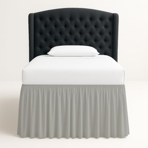Cottingon Twin XL Bed Skirt 46" Microfiber Light Grey