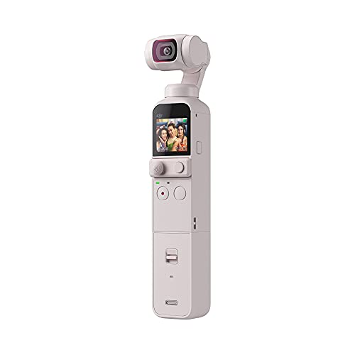 Pocket 2 Exclusive Bundle (Sunset White) - Pocket Vlogging 相机、电动 3 轴云台、4K 视频、64MP 照片、ActiveTrack 3.0、YouTube TikTok 视频,适用于 Android 和 iPhone