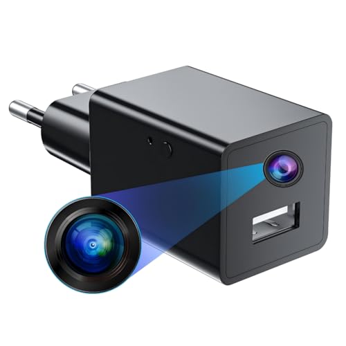 Mini Câmera Espiã Carregador de Tomada Discreta disfarçacada com 64GB Full HD 1080p Detecção de Movimento Sem Wi-Fi Segurança Discreto Monitoramento Residencial, Comercial, Babá, Cuidadores e Pet