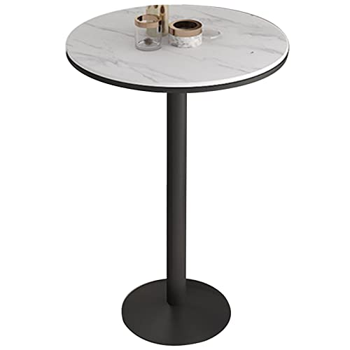 Mesa redonda de bar de cóctel, mesa alta con base de metal para cocina, comedor, sala de estar, mesa de desayuno con parte superior de piedra sinterizada