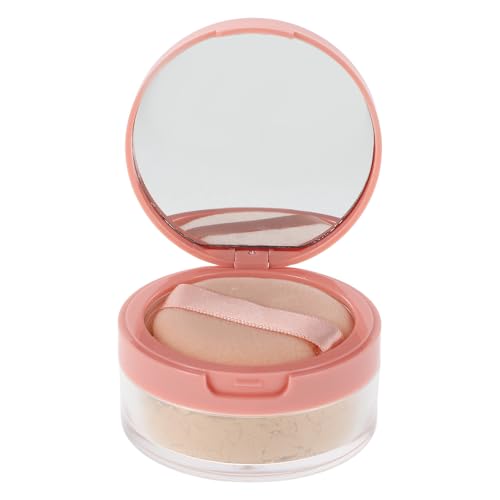 VALICLUD Polvo Fijador Maquillaje Facial Control de Aceite, Suelto y Transpirable con Borla, Resistente al Sudor y Agua para Piel Clara, Compacto Portátil para Retoques y Acabado Mate