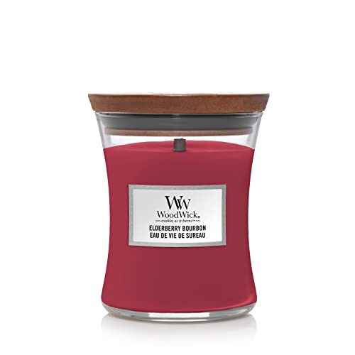 WoodWick Medium Hourglass Scented Candle with Crackling Wick | Elderberry Bourbon | Up to 60 Hours Burn Time