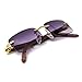 Retro Rimless Purple Gradient Tint Gold Frame Hip Hop Sunglasses Rectangle Men Women Frameless 90’s Shades Woodgrain Arm Fashion Frameless Square Unisex Summer Sun Glasses