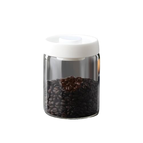 pipisweet Latas de café selladas de grado alimenticio, tarros de almacenamiento de vidrio, tarros de almacenamiento de granos de café, recipientes transparentes de harina de grano (900 ml)