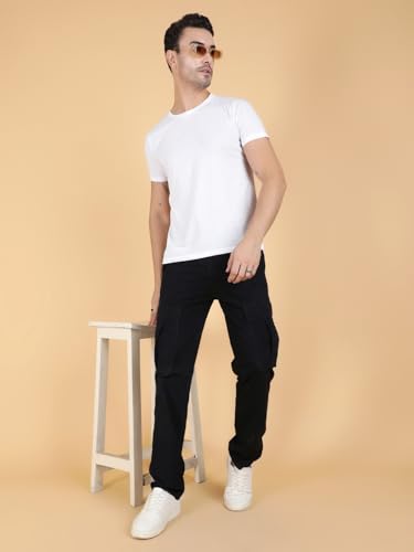Image of KOTTY Men's Streetwear Style Utility Cargo Pants with Drawstring Waist and Flap Pockets