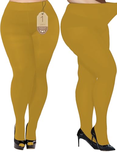 Image of Buauty Plus Size Tights for Women Ultra Soft Solid Color Semi-Opaque Pantyhose,