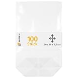 HEKU 100er Packung Transparente Bodenbeutel 300x180x75mm I...