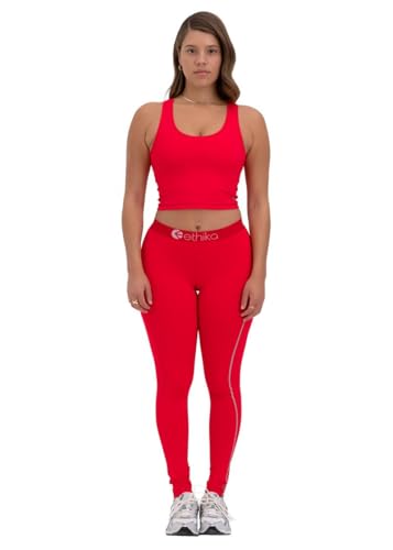 Sujetador de línea larga transpirable Ethika Subzero rojo con banda ancha 2