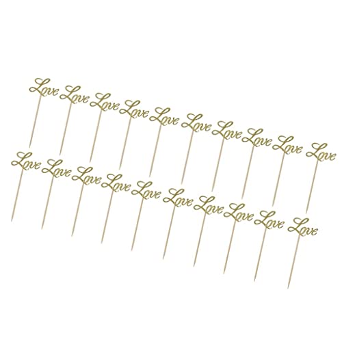 kowaku 20 Piezas de Papel de Brillo Dorado Amor Pastel Cupcake Toppers Palillo de Decoración