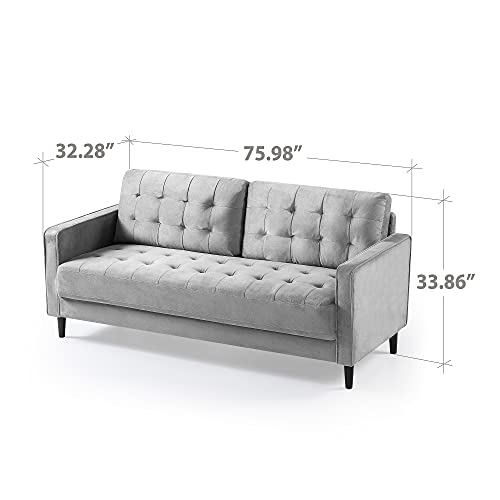 Image of ZINUS Benton Velvet Sofa Couch, Easy, Tool-Free Assembly, Grey Velvet