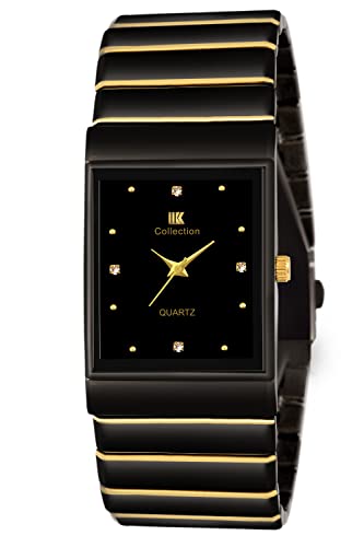 IIK COLLECTION Reactangle Studded Dial Metalic Bracelet Chain Strap Analogue Wrist Watch for Men and Boys