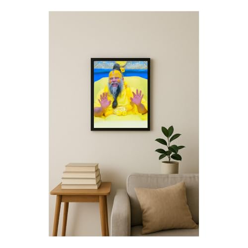 Image of Shri Premanand Ji Maharaj Photo Frame | Black Wooden Rectangular Frame | Wall-Mounted | Home, Office & Temple Decor (Black - 8X12 D2)