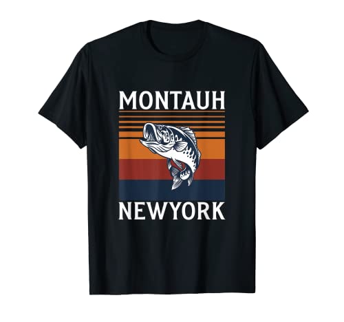 Retro Vintage Montauk Ny For Fluke Cool Fishing T-Shirt