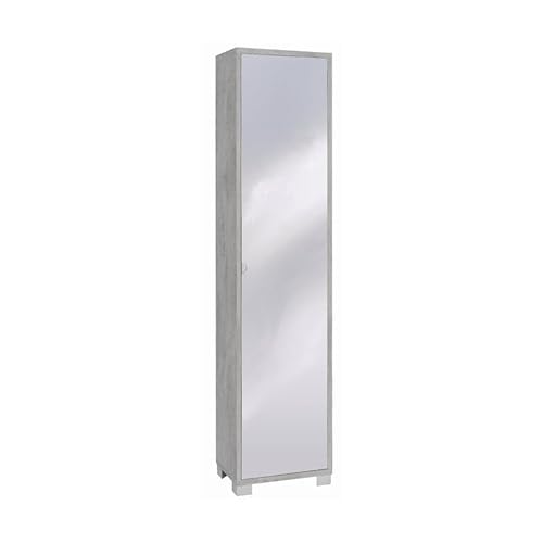 MONDO VIRO Colonna 1 anta a specchio Mirror1 mobile in legno cm 43x29 190h (Cemento/Specchio Naturale)