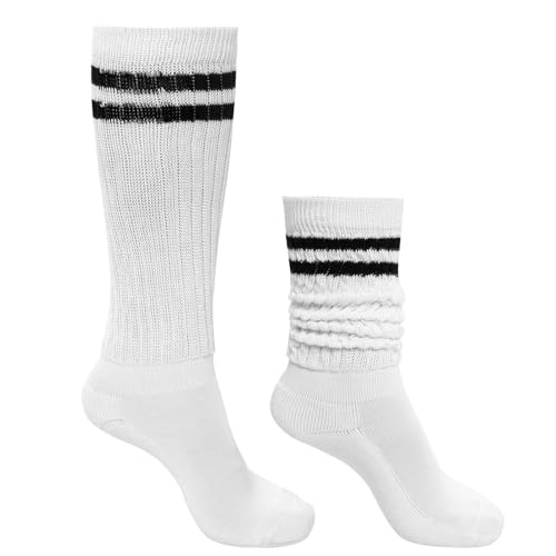 Image of phnydreg Slouch Socks Striped Slouch Scrunch Socks for Women Girls 90s Party