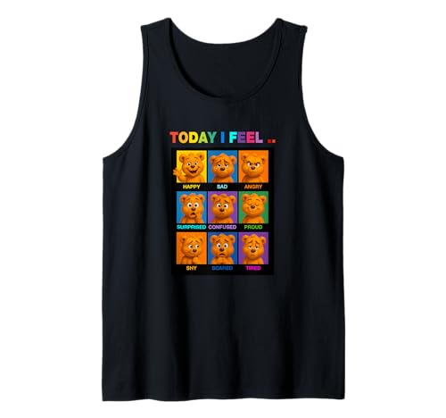 Teddy Bear Daily Moods Illustration Novelty Graphic Designs Camiseta sin Mangas