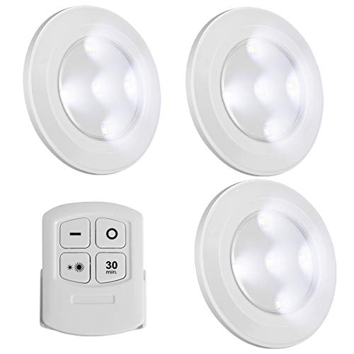 Preisvergleich Produktbild LED-Beleuchtung, batteriebetrieben, kabellos, dimmbar, mit Fernbedienung, natürliches weißes Nachtlicht, Knopf, kleine Berührungslichter unter Schrankbeleuchtung, Schrankbeleuchtung