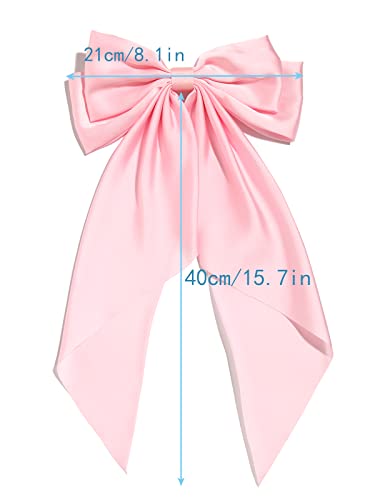 Women Big Bow Barrettes Girl's Satin Hairclips Long Ribbon Hair Pins For Party, Bow Hair Clips For Women Pink Hair Bow, Hair Accessories For Women Hair Bows For Girls, Bowknot Hairpin With Long Tail #TOP3