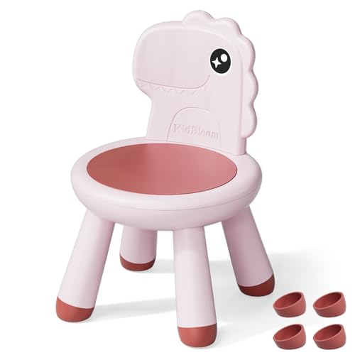 Image of KidBloom Toddler Chair, Reinforced Kids Chair, Dinosaur Plastic Child Chair for Toddlers 1-3 with Supportive Backrest, Pink