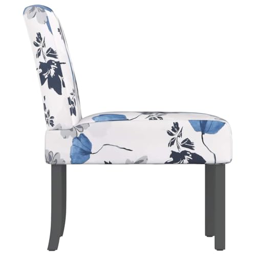 Sillón tapizado azul con patas de madera floral miniatura 7
