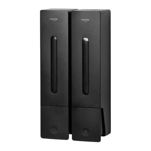 Umimile シャンプーディスペンサー マグネットディスペンサー 大容量 壁掛け 400ml 詰め替えボトル 簡単取り付け 洗面所 浴室などに適用 (2, ブラック)