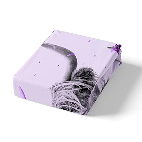 Homewish Purple Highland Cow King Size Duvet Cover Set, Cottagecore Floral Lavender Bedding for Girls Women - Image 4