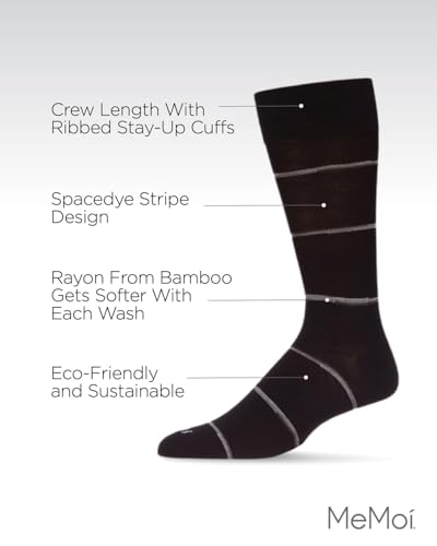 MeMoi Men's Spacedye Stripe Rayon Dress Crew Socks3