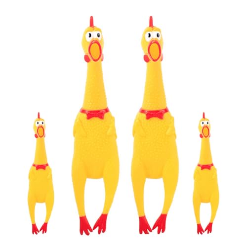 Fahibin 4 Pcs Squeeze Chicken Squeeze Screaming Chicken Yellow Rubber Squaking Chicken