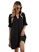 Famulily Womens Casual Rüschen Ärmel Shift Über Knie Kleid Damen Plissee Tunika Kleider Schwarz XXL