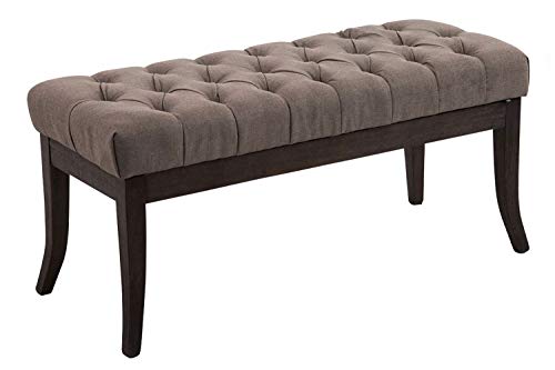 CLP Taburete Pie De Cama Ramses En Tela | Banqueta Altura De Asiento: 46 cm | Banco De Entrada con Base En Madera Oscura Antigua I Color: Gris Topo, 100 cm