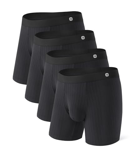 DAVID ARCHY Men's Underwear Boxer Briefs Breathable Ultra Soft Knit Texture Modal Underwear for Men 4 Pack