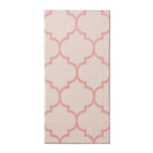 Taracarpet Badematte Badteppich für das Badezimmer waschbar in der Waschmachine Florentiner Muster Creme Rosa 060x120 cm – Bild 5
