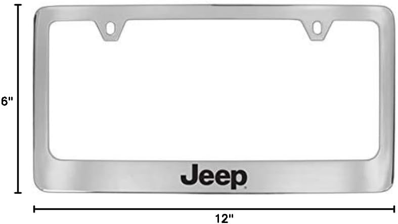 Jeep Wordmark License Plate Frame Holder (2 Hole/Brass, Chrome/Wide)