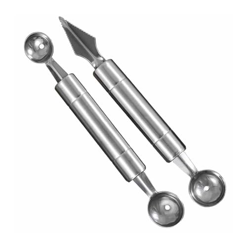 Hinapan 2 Stück Doppelköpfige Melonen-Kugelausstecher aus Edelstahl, Melonen-Kugelschaufel, Obstkugelformer und Fruchtschnitzschneider, DIY Wassermelonen Melone Eiscreme Werkzeug Hinapan 2 Stück Doppelköpfige Melonen-Kugelausstecher aus Edelstahl, Melonen-Kugelschaufel, Obstkugelformer und Fruchtschnitzschneider, DIY Wassermelonen Melone Eiscreme Werkzeug