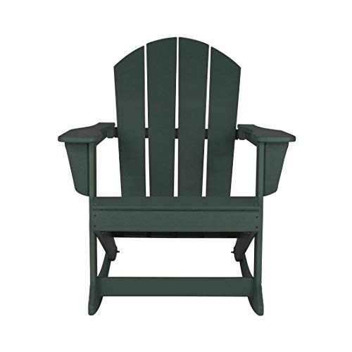 Wo Outdoor Adirondack Rocking Chair Rocker Lounger Seat Traditional Retro Outdoor Rocking Furniture Asthetic For Beach Day, Balcony, Home, Backyard, Lawn, Patio, Pool, Deck, Garden (Dark Green) #TOP7