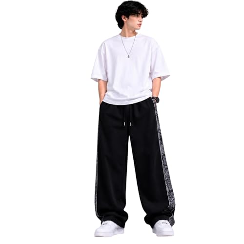 Image of Men Baggy Printed Track Pant | Loose Fit Casual Lower for Men | Everyday Wear