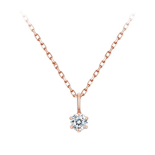 Collier en Or Rose 18K avec Pendentif en Diamant Blanc Rond 0,12 / 0,23 CMT