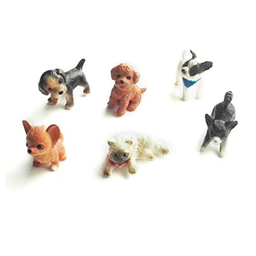 Riiichflowshop Lot de 6 Figurines Miniatures pour Chat et Chien Jouet réaliste Animal décoration de Bureau Interactive gâteau