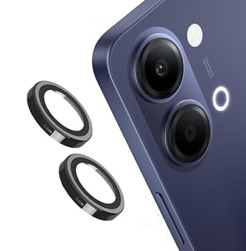 Image of FabeKee Camera Lens Protectors for Vivo Y21 5G Tough HD Individual Aluminum Alloy Lens Ring Cover, Scratch Resistant, Full Lens Cover| Black