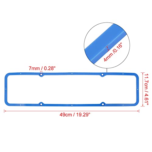 Image of X AUTOHAUX 2pcs Blue Valve Cover Rubber Steel Core Gasket for Chevy SBC 283 305 327 350 Engine Valve Cover Gasket Set