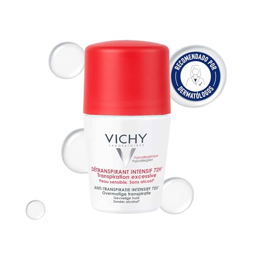 Vichy Desodorante, Tratamiento Antitranspirante Intensivo 72 horas, Roll on, Protege y Regula, Enriquecido con Minerales Ultra Absorbentes y Perspicalm, Hipoalergénico, Stress Resist, 50 ml