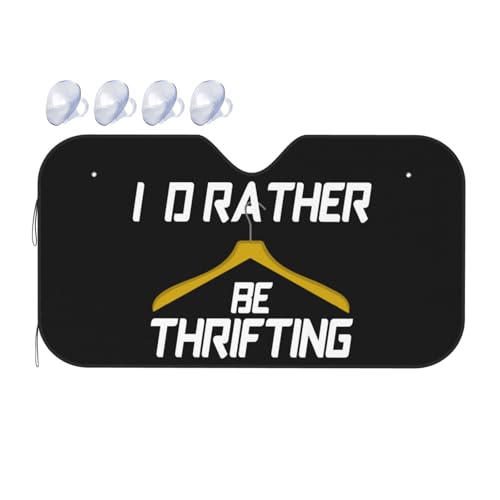 I'd Rather Be Thrifting Aluminum Windshield Sunshade 55 X 30 Inch Heat Uv Protection for Cars Suvs Trucks5