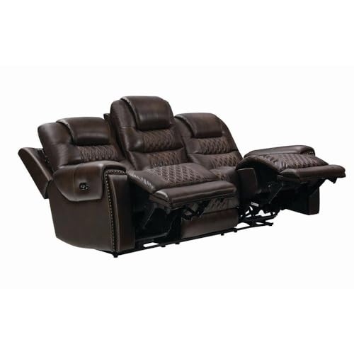 Image of Torque - Mikkel Leatherette Recliner Sofa 3+2+1 Seater Manual Dark Brown | Adjustable 6 Seater Recliner with Cup Holder Storage for Living Room Bedroom | 1 Year Warranty