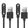 Lamshaw Compatible with Nerunsa Smart Watch Charger, Magnetic USB Charging Cable Replacement Charger Cable Compatible with Nerunsa Q23 1.69 Smart Watch / Q23 1.69 Smart Watch (2 pack-Black+Black)