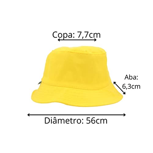 Chapéu Bucket Hat Feminino e Masculino Liso e Estampado Unissex (Amarelo)