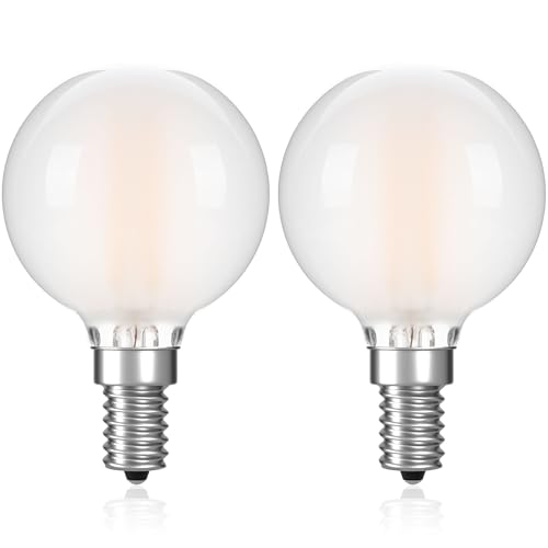 PADMO LUDAZ G16.5 LED Light Bulb 40w Equal 4W Type G Bulb Dimmable Frosted E12 Globe Bulb Round Candelabra Light Bulbs for Chandelier Bathroom Vanity Pendant Warm White 2700K 400LM Pack of 2