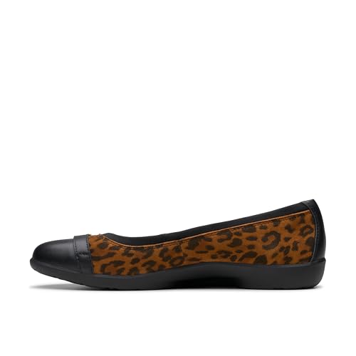 Clarks Collection Women's Meadow Rose Ballet Flat, Leopard Print Suede, 6 Wide US - image 3